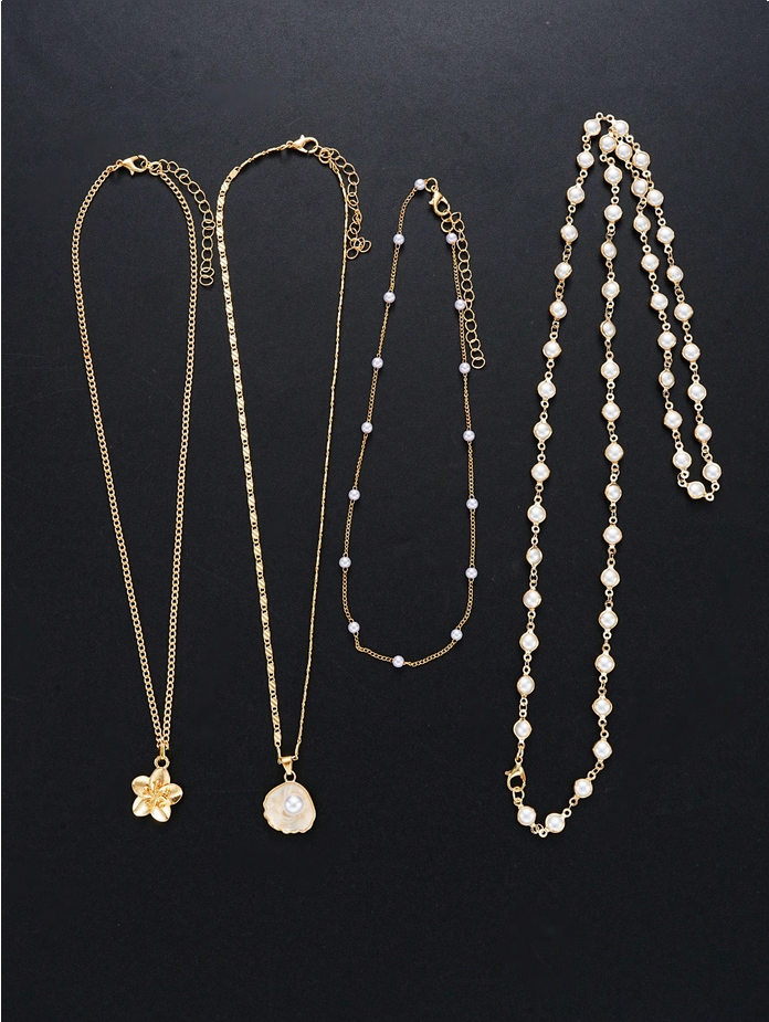 2pcs Fashionable Minimalist Flower Pendant Bling Colorful Crystal Y-Necklace, Layered Necklace For Women, Suitable For Vacation, Date, Party, Ball, Festival, Birthday, Daily Wear