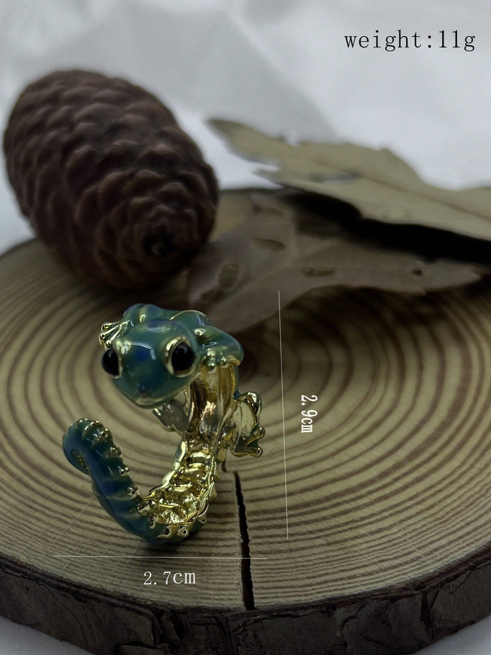 1pc Vintage 3D Lizard/Gecko Adjustable Open Ring, Cute Animal Punk Style Suitable For Daily Wear