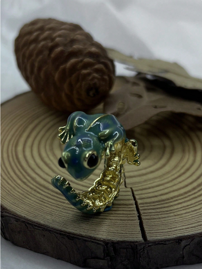 1pc Vintage 3D Lizard/Gecko Adjustable Open Ring, Cute Animal Punk Style Suitable For Daily Wear