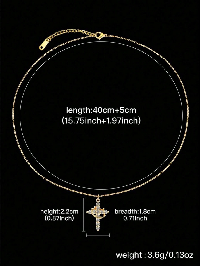 Mother's Day Gifts For Mom Upgraded Crown Cross Necklace For Women 14K Gold Plated Crown Cross Pendant Necklace Simple Diamond Gold Necklaces Faith Cross Jewelry First Communion Necklace