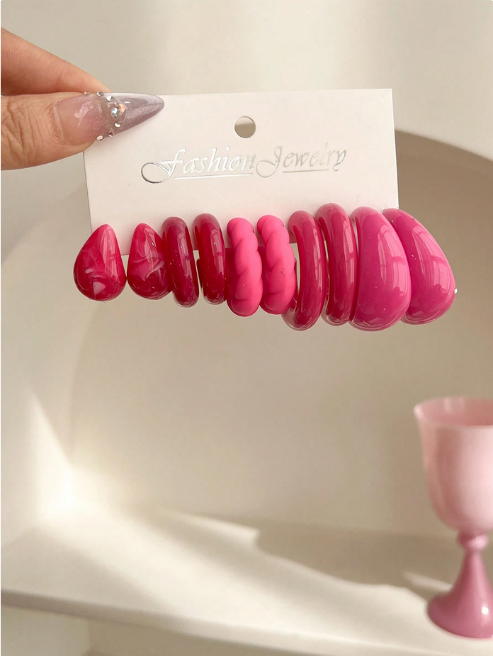 1set/5pairs Cross-Border Comma & Water Drop Shape Lovely & Earrings & Simple C Stud Earring Set