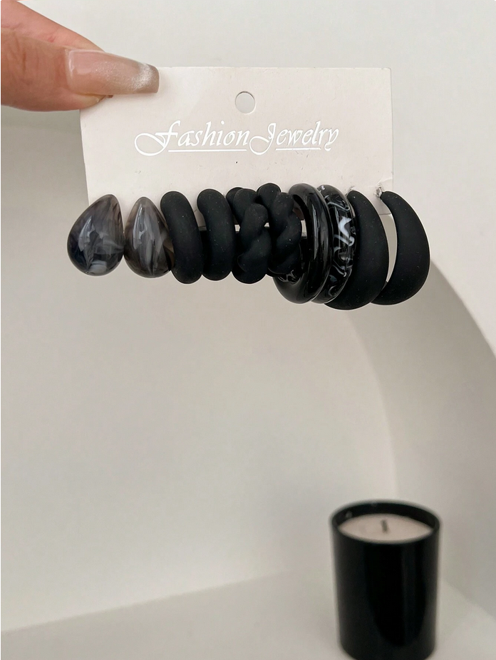 1set/5pairs Cross-Border Comma & Water Drop Shape Lovely & Earrings & Simple C Stud Earring Set