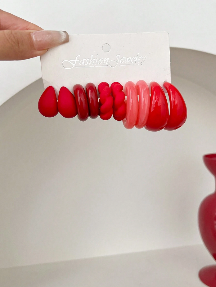 1set/5pairs Cross-Border Comma & Water Drop Shape Lovely & Earrings & Simple C Stud Earring Set