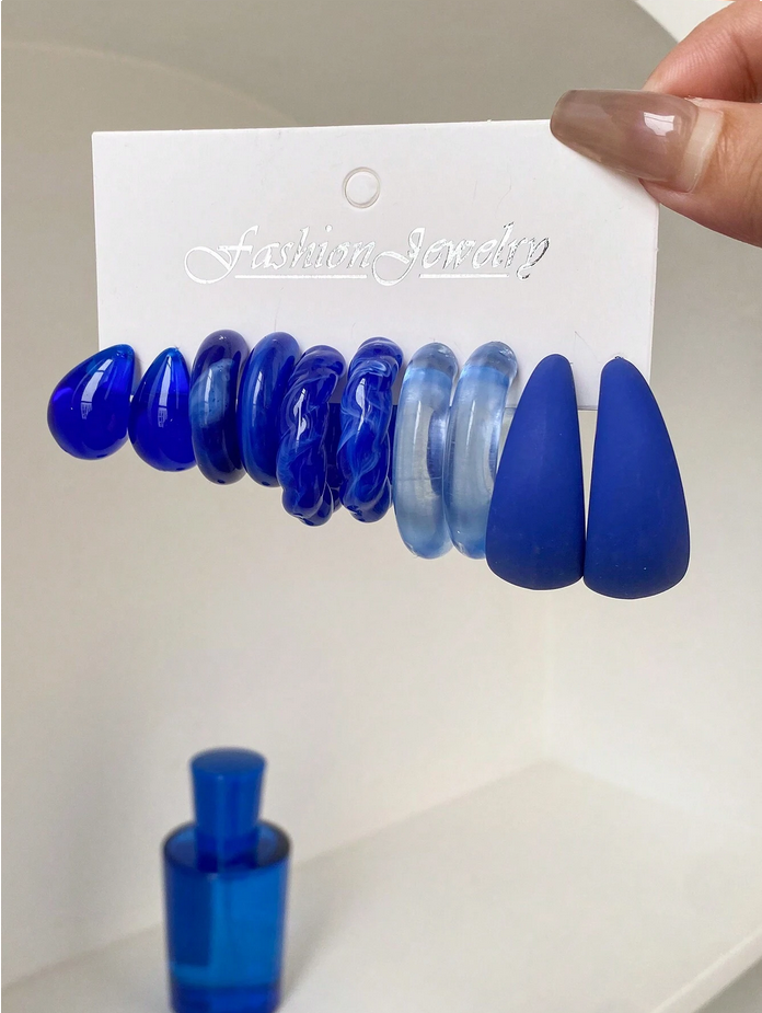 1set/5pairs Cross-Border Comma & Water Drop Shape Lovely & Earrings & Simple C Stud Earring Set