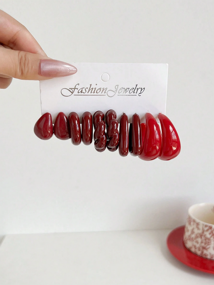 1set/5pairs Cross-Border Comma & Water Drop Shape Lovely & Earrings & Simple C Stud Earring Set